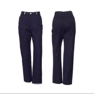 ST. JOHN / MARIE GRAY NAVY BLUE STRAIGHT LEG PANTS LOGO STRETCH EUC  10